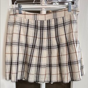 HESPERUS Schoolgirl Academia Plaid Pleated Cotton Flannel Mini Skirt Size Large